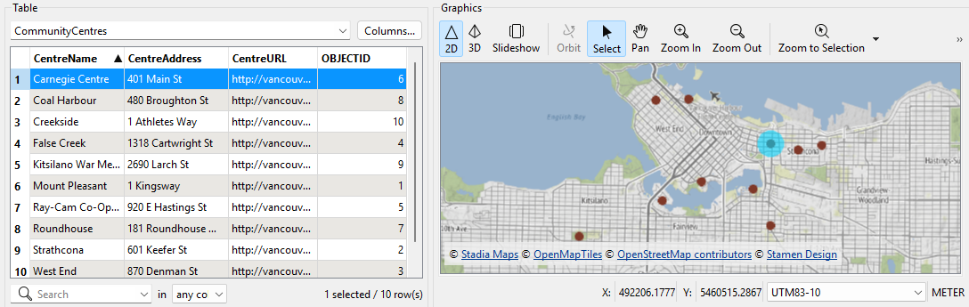 Interactive selection of spatial data in Data Preview